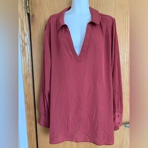3X long sleeve salmon blouse